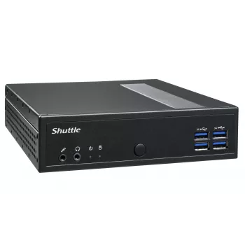 Shuttle XPC slim Barebone DL30N, Intel N100, 1x DDR5, 2x LAN (2.5 Gbit), 2x COM, 1x HDMI, 1x DP, 1x VGA, bez ventilatora, 24/7 nepārtraukta darbība