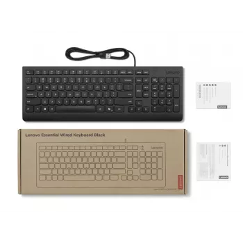 Lenovo 4Y41R64681 pilnizmēra vadu USB tastatūra, Nordic izkārtojums, melna