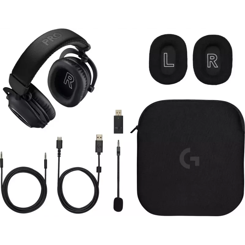 LOGITECH Pro X 2 Lightspeed bezvadu spēļu austiņas - Melna
