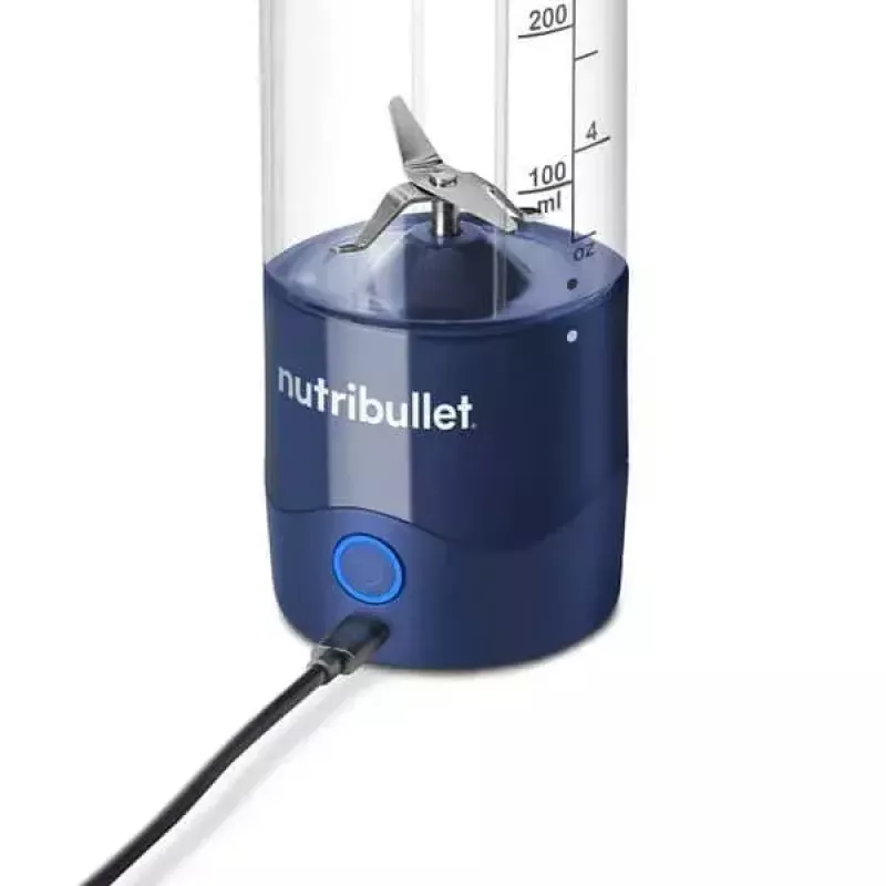 Sporta blenderis NUTRIBULLET Portable 0.475 L, ar akumulatoru, nerūsējošā tērauda asmeņi, Tritan bļoda, tumši zils