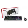 MSI VIGOR GK30 COMBO RGB MEMchanical spēļu tastatūra + Clutch GM11 spēļu pele (UK izkārtojums, 6 zonu RGB apgaismojums tastatūrai, divu zonu RGB pele, 5000 DPI optiskais sensors, RGB Mystic Light)