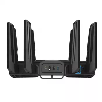 ASUS ROG Rapture GT-BE19000 bezvadu maršrutētājs Multi-Gigabit Ethernet Trīsjoslu (2.4 GHz / 5 GHz / 6 GHz) Melns, Sarkans