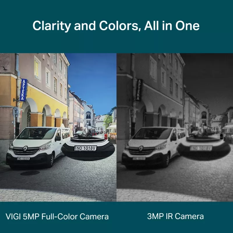 TP-Link VIGI 5MP Full-Color Dome tīkla kamera, IP drošības kamera, iekštelpām un ārtelpām, vadu, 120 dB, CE, NTRA, VCCI, KC, BSMI, FCC, IC, griestu montāžai