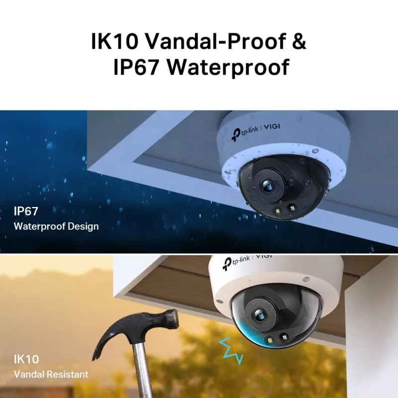 TP-Link VIGI 5MP Full-Color Dome tīkla kamera, IP drošības kamera, iekštelpām un ārtelpām, vadu, 120 dB, CE, NTRA, VCCI, KC, BSMI, FCC, IC, griestu montāžai