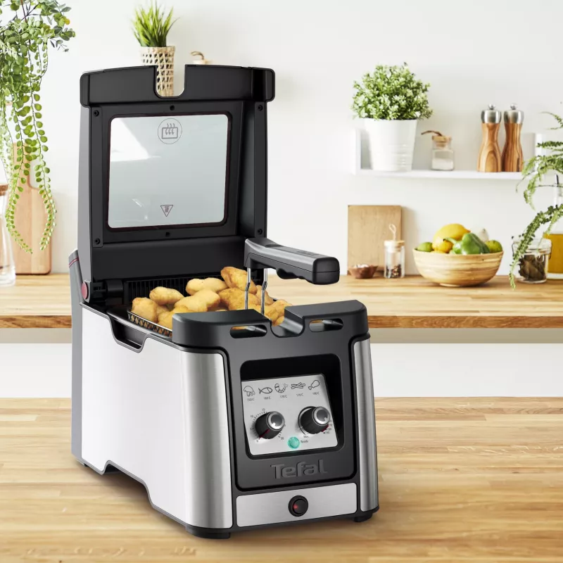 Tefal Clear Duo FR600D10 frī katls, 3,5 l, 2000 W, nerūsējošā tērauda / melns