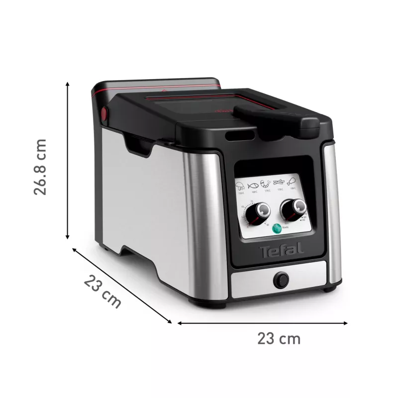 Tefal Clear Duo FR600D10 frī katls, 3,5 l, 2000 W, nerūsējošā tērauda / melns