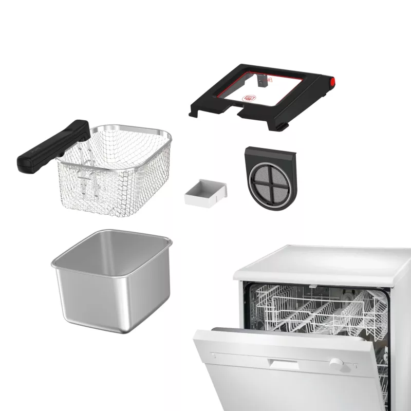 Tefal Clear Duo FR600D10 frī katls, 3,5 l, 2000 W, nerūsējošā tērauda / melns