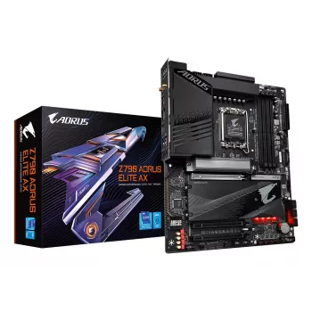 GIGABYTE Z790 AORUS ELITE AX mātesplate - atbalsta Intel Core 14. paaudzes CPU, 16*+2+1 fāžu digitālais VRM, līdz 7600MHz DDR5 (OC), 4xPCIe 4.0 M.2, Wi-Fi 6E, 2.5GbE LAN, USB 3.2 Gen 2x2