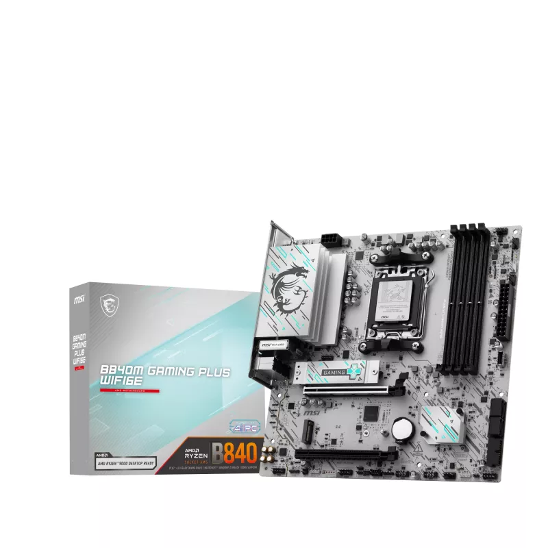 Mātesplate MSI B840M GAMING PLUS WIFI6E microATX, Socket AM5, DDR5 līdz 256GB, Wi‑Fi 6E, 2.5GbE, M.2 x2, HDMI 2.1