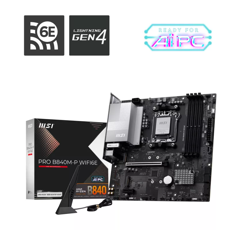 MSI PRO B840M-P WIFI6E mātesplate AMD B840 Socket AM5 micro ATX