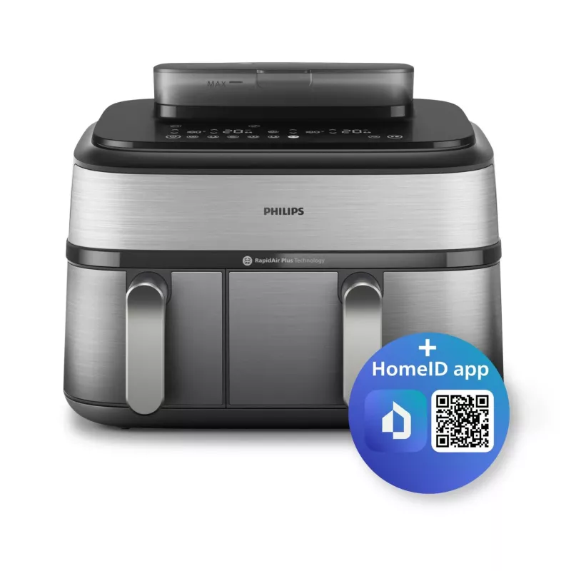 Philips 5000 sērijas NA555/00 fritieris Dubultā 9 L Brīvi stāvošs 2750 W Karstā gaisa fritieris Sudrabs