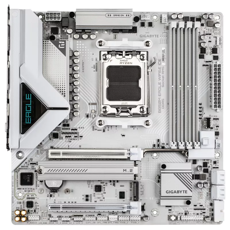 Mātesplate GIGABYTE B850M EAGLE WIFI6E ICE — AMD Ryzen 9000, DDR5, PCIe 5.0, Wi-Fi 6E