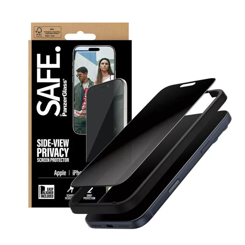 PanzerGlass SAFE. by ® 2-Way Privātuma Ekrāna Aizsargs iPhone 17 Pro Max | Ultra-Wide Fit ar EasyAligner