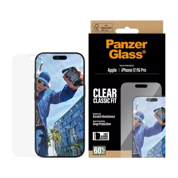 PanzerGlass® ekrāna aizsargs iPhone 17 | iPhone 16 Pro | Classic Fit ar EasyAligner