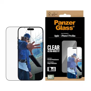 PanzerGlass® ekrāna aizsargs iPhone 17 Pro Max | Ultra-Wide Fit ar EasyAligner