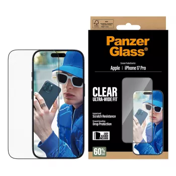 Aizsargstikls PanzerGlass iPhone 17 Pro Ultra-Wide Fit EasyAligner Izturīgs Pret Skrāpējumiem un Triecieniem