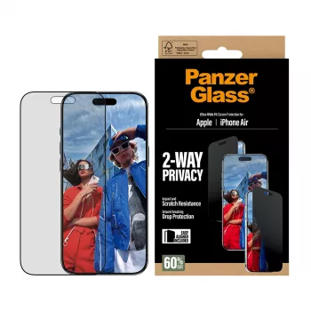 PanzerGlass® 2-Way Privacy Screen Protector iPhone Air | Ultra-Wide Fit ar EasyAligner