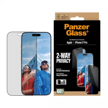 PanzerGlass® 2-Way Privātuma Ekrāna Aizsargs iPhone 17 Pro | Ultra-Wide Fit ar EasyAligner