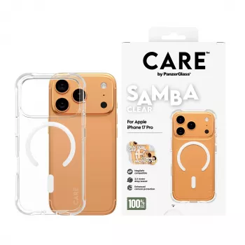 PanzerGlass CARE™ by ® Samba Case Caurspīdīgs ar Baltu MagSafe iPhone 17 Pro