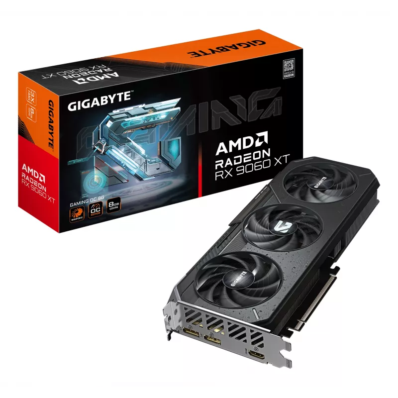 GIGABYTE Radeon RX 9060 XT GAMING OC 8G Grafiskā karte - 8GB GDDR6, 128bit, PCI-E 5.0, 3320 MHz Kodola pulkstenis, 2 x DisplayPort, 1 x HDMI, GV-R9060XTGAMING OC-8GD