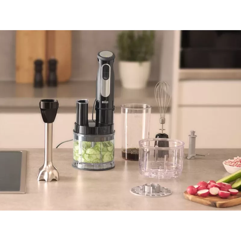 Braun MultiQuick 5 Pro MQ55755M rokas blenderis 1000 W, 25+1 ātrums, metāla kājiņa, krūze, putotājs, melns