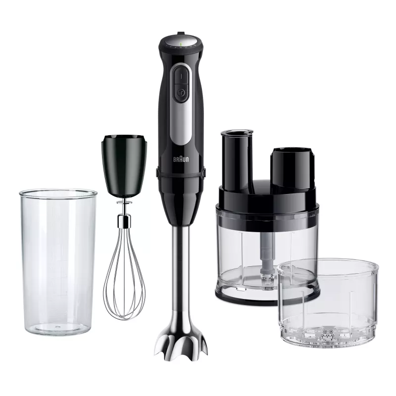 Braun MultiQuick 5 Pro MQ55755M rokas blenderis 1000 W, 25+1 ātrums, metāla kājiņa, krūze, putotājs, melns