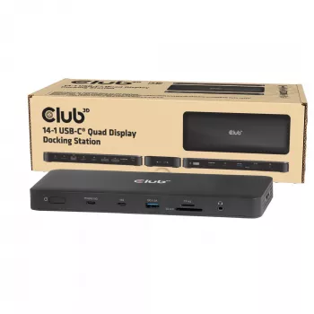 Docking stacija CLUB 3D 14-1 USB-C Quad Display ar 2× USB 2.0 portiem