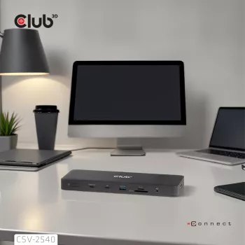 Docking stacija CLUB 3D 14-1 USB-C Quad Display ar 2× USB 2.0 portiem
