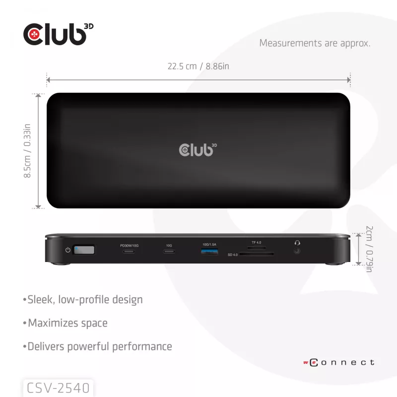 Docking stacija CLUB 3D 14-1 USB-C Quad Display ar 2× USB 2.0 portiem