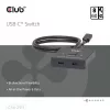 CLUB3D USB-C® Divvirzienu Video + Dati + PD Slēdzis, USB Type-C, 2x DisplayPort, 7680 x 4320 pikseļi, Melns, 8K Ultra HD, 120 Hz