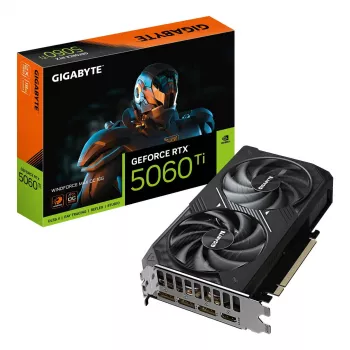 Grafikas karte GIGABYTE GeForce RTX 5060 Ti 16GB GDDR7 PCIe 5.0, 128-bit, 28000 MHz, WINDFORCE 2X, 2-slot, 208×120×40 mm