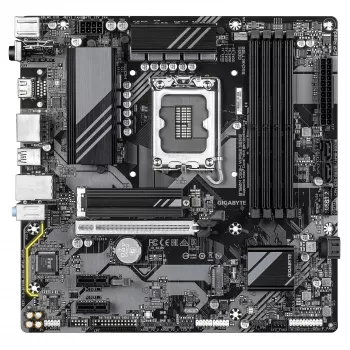 Mātesplate GIGABYTE B760M DS3H WIFI6E GEN5 - Atbalsta Intel Core 14. paaudzes CPU, 6+2+1 fāžu digitālais VRM, līdz 5600MHz DDR5, 2xPCIe 4.0 M.2, Wi-Fi 6E, 2.5GbE LAN, USB 3.2 Gen2