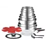Trauku komplekts Tefal Ingenio L897SJ04 20 gab. — nerūsējošais tērauds, nepiedegošs, 5 cepamās pannas, 3 katli, wok, 4 vāki