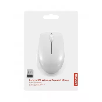 Bezvadu kompaktā pele Lenovo Compact Mouse ar bateriju — ambidekstrāla, 1000 DPI, RF bezvadu, 3 pogas, pelēka