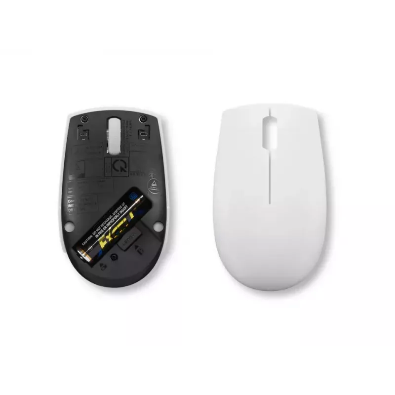 Bezvadu kompaktā pele Lenovo Compact Mouse ar bateriju — ambidekstrāla, 1000 DPI, RF bezvadu, 3 pogas, pelēka