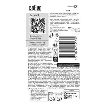 BRAUN Series 5 54 B skūšanās galviņa — 1 nomaiņas galviņa, melns nerūsējošais tērauds
