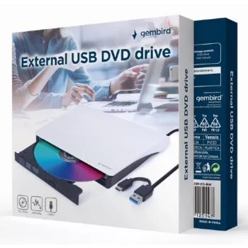 GEMBIRD ārējais USB DVD diskdzinis, melns-balts