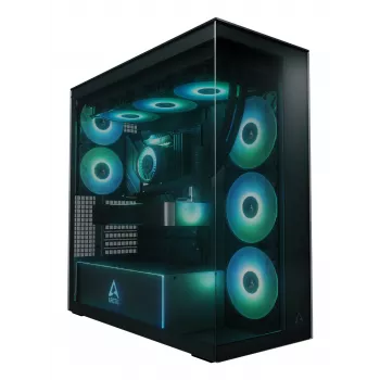 ARCTIC Xtender (Melns) Premium E-ATX PC korpuss, Midi Tower, PC, Melns, EATX, Metāls, Rūdīts stikls, Spēļu