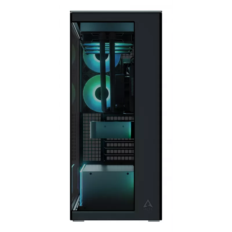 ARCTIC Xtender (Melns) Premium E-ATX PC korpuss, Midi Tower, PC, Melns, EATX, Metāls, Rūdīts stikls, Spēļu