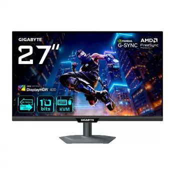 GIGABYTE M27UP 27” 4K UHD spēļu monitors - Divrežīms (4K 160Hz vai FHD 320Hz), 3840 x 2160, 1ms, 350 cd/m², FreeSync Premium, DisplayHDR400, HDMI 2.1, Displayport 1.4