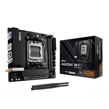 Mātesplate ASRock A620AI Wi-Fi AM5 AMD A620A 2 x DDR5 1 x HDMI 2.1 TMDS/FRL 8G saderīga mITX