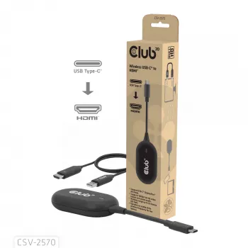 CLUB3D Bezvadu USB-C® uz HDMI™ raidītājs un uztvērējs, 1920 x 1080 pikseļi, melns