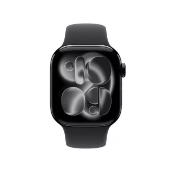 APPLE Watch Series 11 GPS + Cellular 42mm, Jet Black Alumīnija Korpuss ar Melnu Sporta Siksniņu S/M