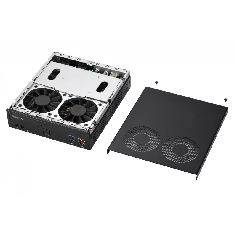 Shuttle Slim PC DH770, LGA1700, 2x HDMI, 2x DP, 2x 2.5G LAN, 2x COM, 8x USB, 1x 2.5 inch, 2x M.2, 24/7 darbība, iekļauts VESA stiprinājums