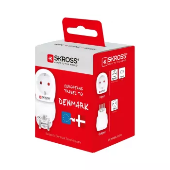 Strāvas adapteris C tipa Europlug uz Dānijas K kontaktligzdu Skross 1.500232-E