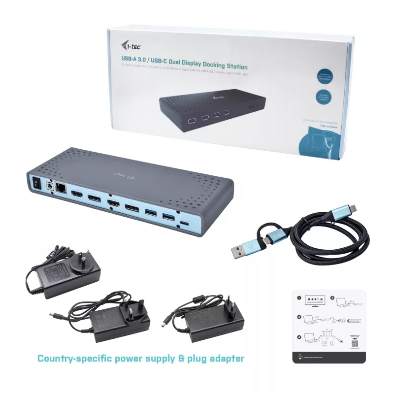 i-tec USB 3.0 / USB-C / Thunderbolt 3 Divu Displeju Dokstacija