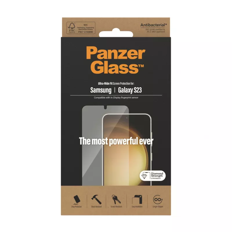 PanzerGlass® Ekrāna aizsargs Samsung Galaxy S23 | Ultra-Wide Fit