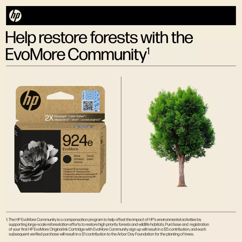 HP 924e EvoMore Original Melna Tinte
