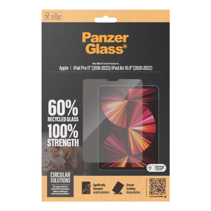 PanzerGlass® Ekrāna aizsargs iPad Pro 11 inch (2018–2022) | iPad Air 10,9 inch (2020, 2022) Ultra-Wide Fit