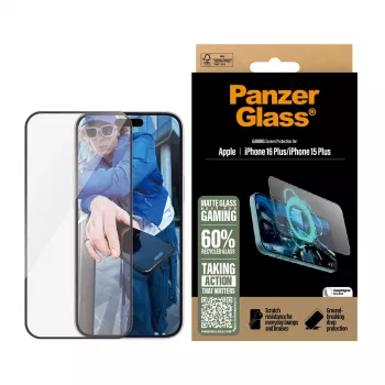 PanzerGlass® Gaming ekrāna aizsargs iPhone 16 Plus | 15 Plus — Ultra-Wide Fit